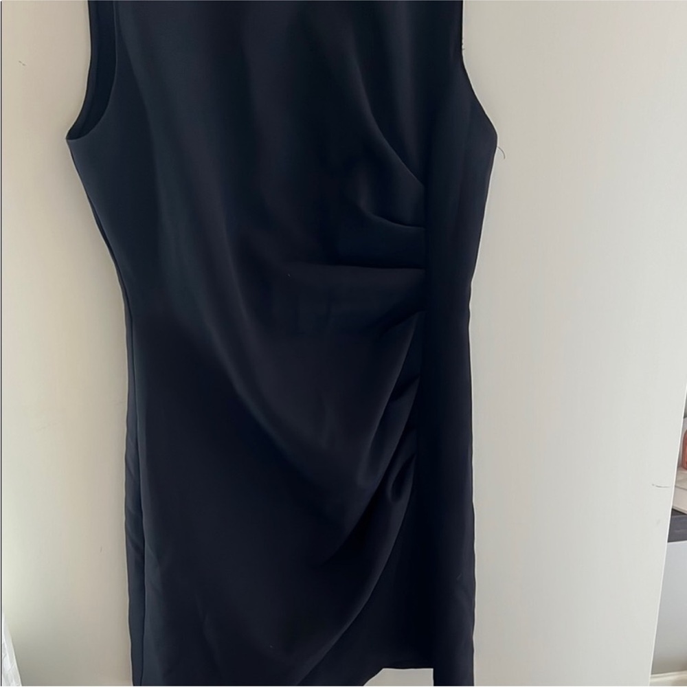 ZARA RUCHED BLACK DRESS - Picture 3 of 5
